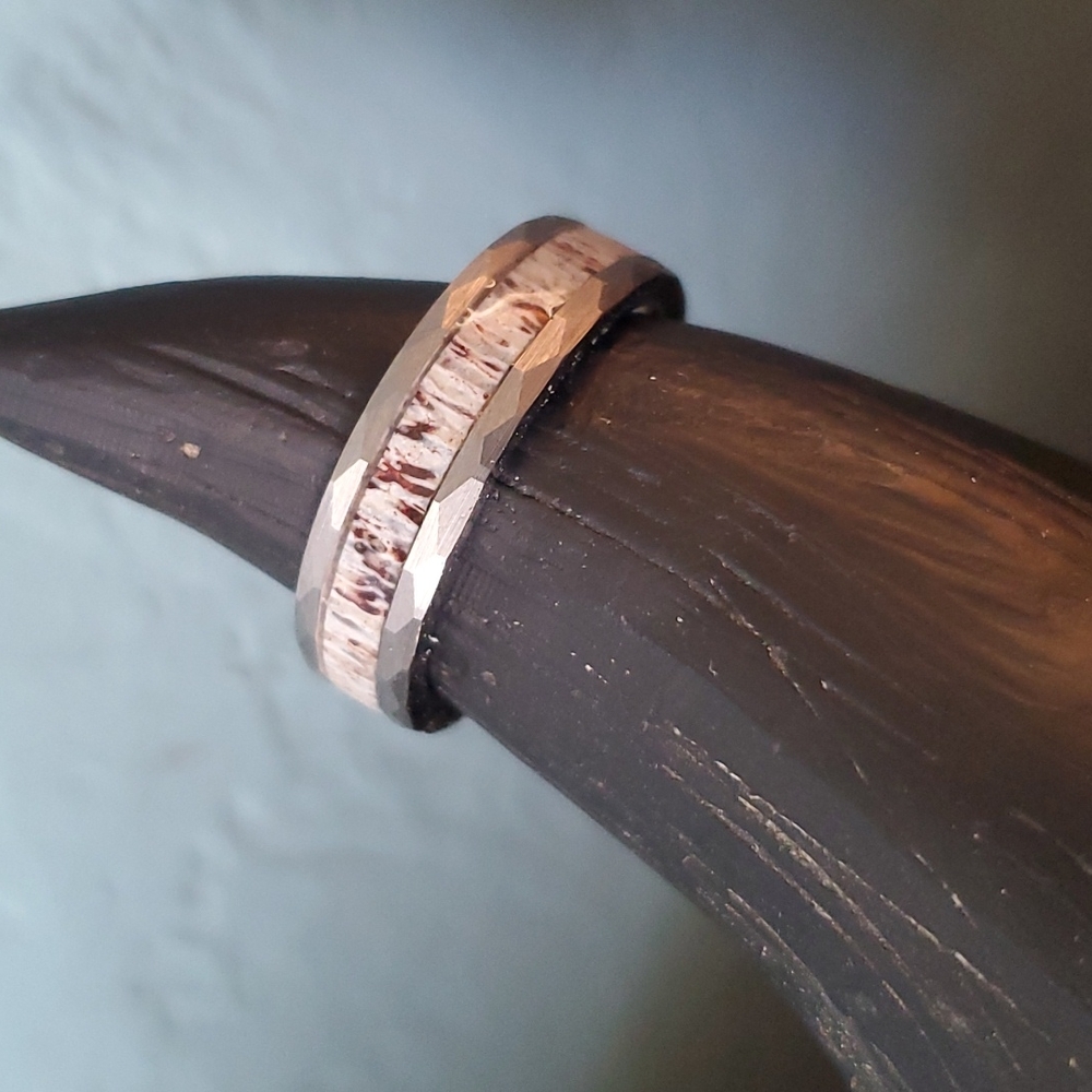 Mens antler wedding band